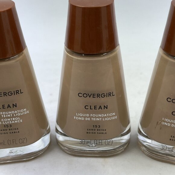 Covergirl Clean Liquid Foundation 153 Sand Beige Lot of 3 New - Picture 2 of 7